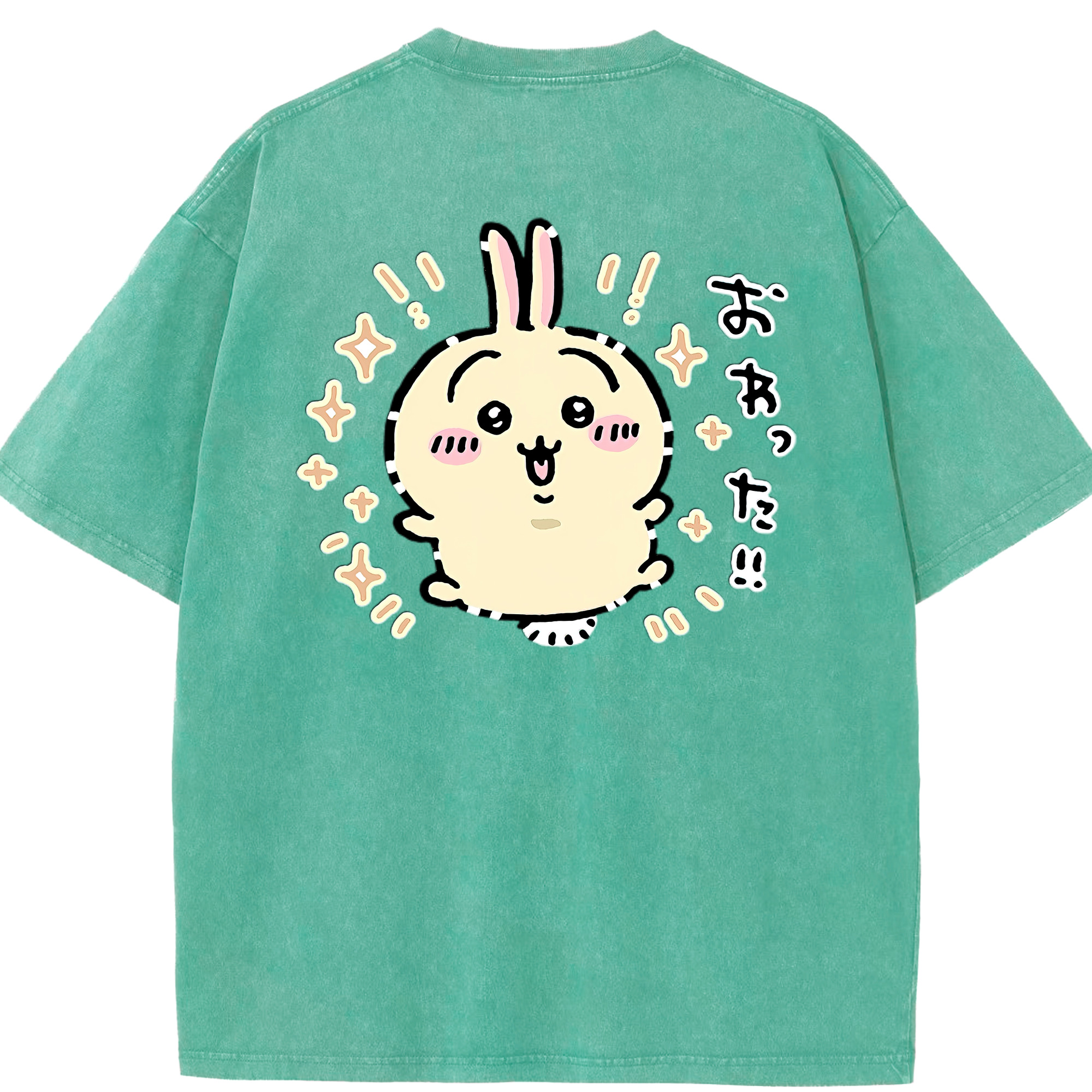（画像用） ちいかわ うさぎ Chii-kawa usagi 綿100% ヴィンテージ風 半袖Tシャツ（背面プリント）
